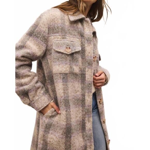 NEW Z SUPPLY sonoma plaid jacket in orchid rain - Picture 4 of 9